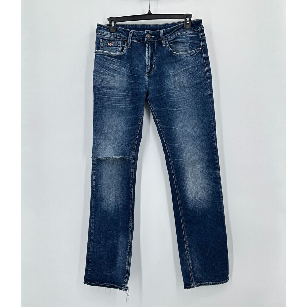 Buffalo David Bitton‎ Six-X Jeans Mens 33x34 Blue Straight Leg Distressed Casual